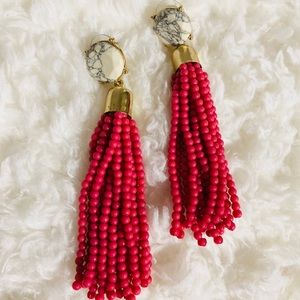 BaubleBar pink tassel earrings